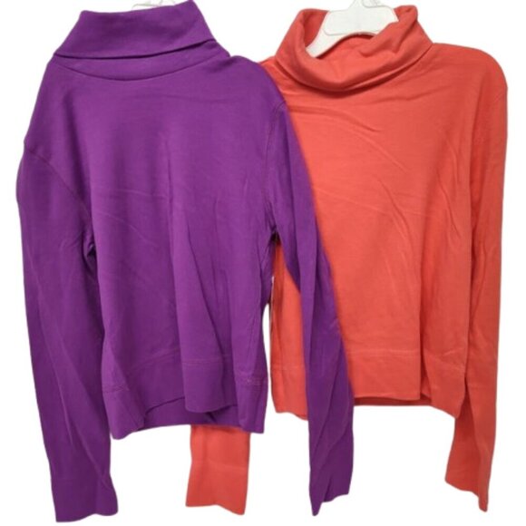 2 Christie Brooks Girls 7-8 Cotton Turtlenecks Purple and Pink NWT - Picture 1 of 11